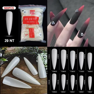 เล็บมือPVC รหัส29 ทรงแหลมยาวมาก มี 500 ชิ้น เบอร์ 0-9 สินค้าพร้อมส่ง