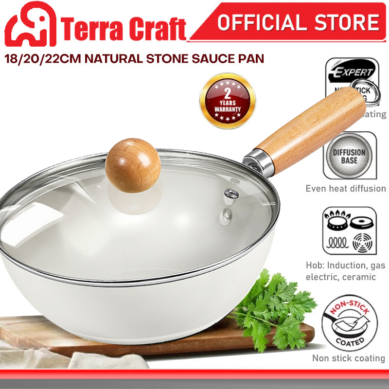 Terra Craft 20/24ซม กระทะเซรามิกเคลือบปลอดสารPTFE แบบไม่ติดกระทะ ใช้งานง่ายทำอาหารได้ทุกเมนู