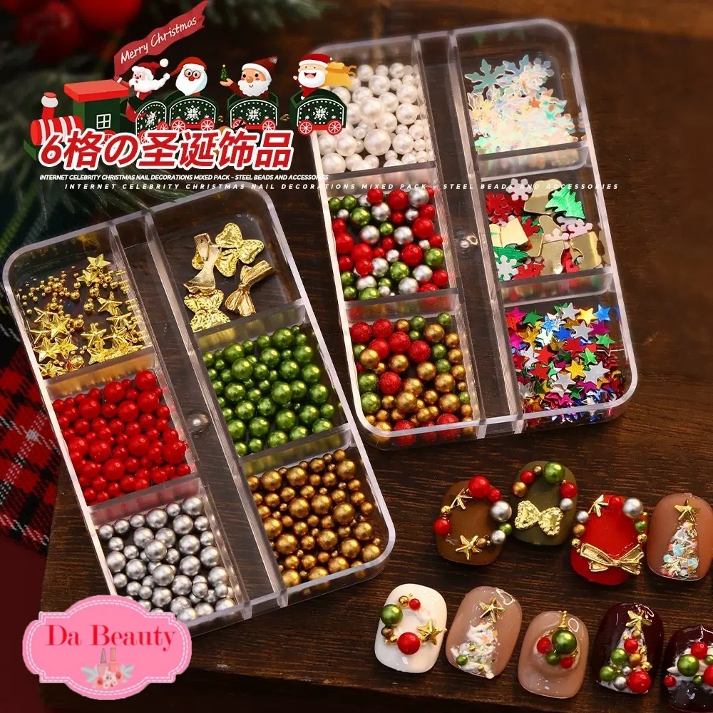 พร้อมส่ง อะไหล่แต่งเล็บคริสมาสและไข่มุกคริสมาส สำหรับตกแต่งเล็บ Christmas