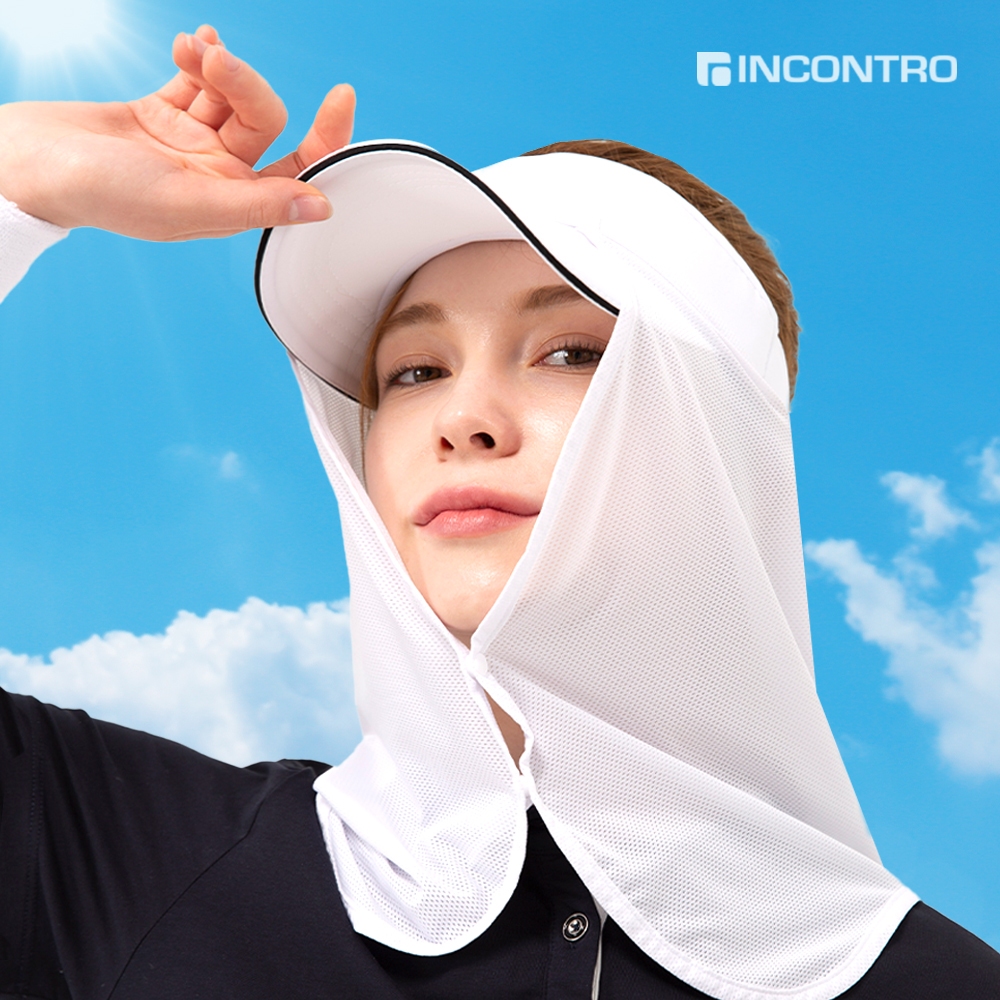 ผ้าคลุมกันแดดใบหน้าและลำคอ INCONTRO Cooling Cap Sun Guide L33902 - LOVE GREEN