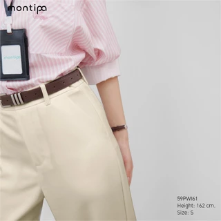 Montipa กางเกงทรงกระบอก ซิปหน้า แต่งกระเป๋าหลัง ผ้า Iron Free 59PWI61