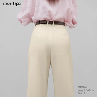 Montipa กางเกงทรงกระบอก ซิปหน้า แต่งกระเป๋าหลัง ผ้า Iron Free 59PWI61
