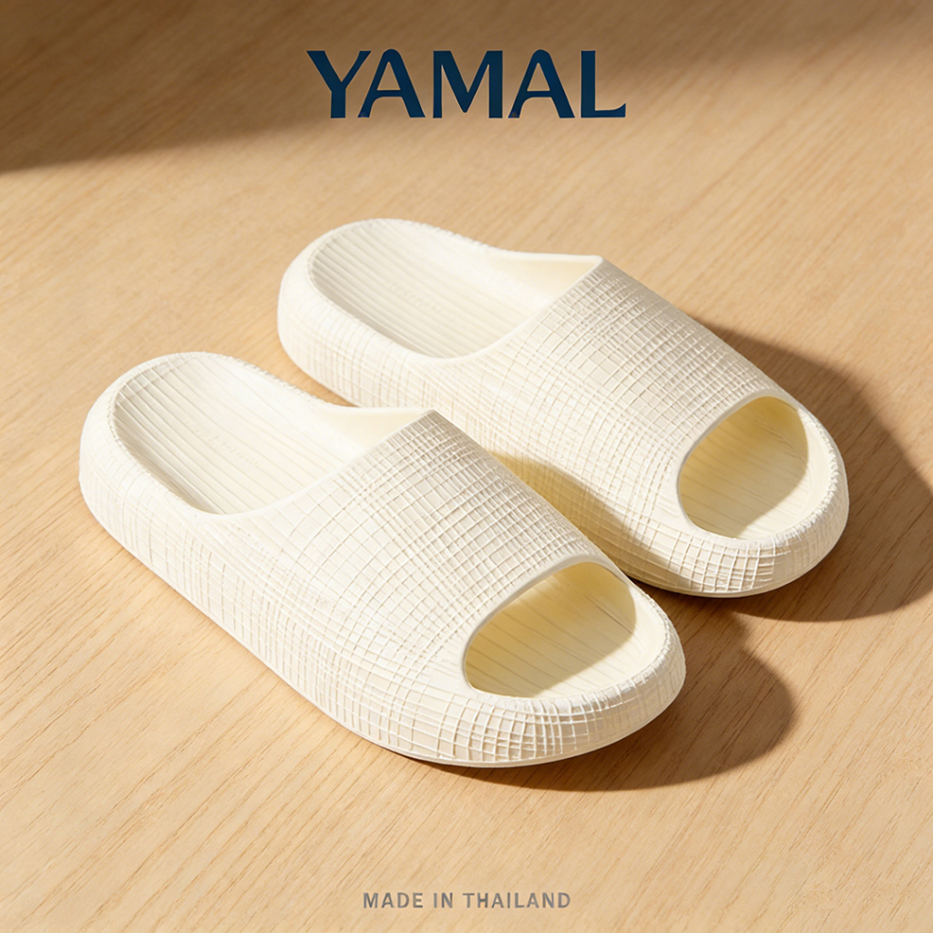 YAMAL รองเท้าแตะ สำหรับผู้ชายและผู้หญิง สำหรับใช้ในห้อง แบบสวมเปิดนิ้ว วัสดุEVA เรียบง่าย กันน้ำ นุ่มสบาย