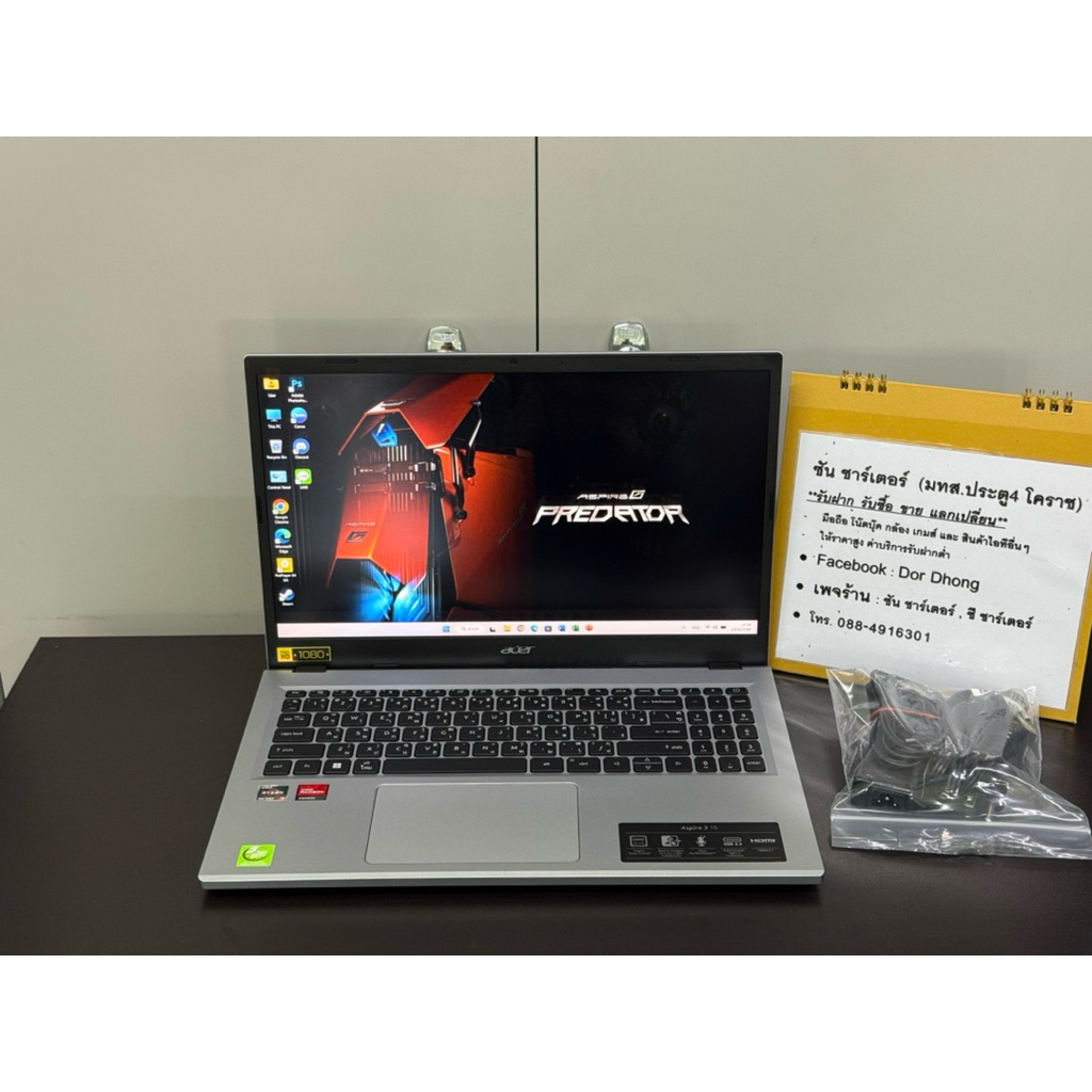 โน๊ตบุ๊ค Acer Aspire 3 A315-24P-R6SK / RYZEN5-7520U / SSD 512GB /Ram 16GB (มือสอง สภาพสวย)