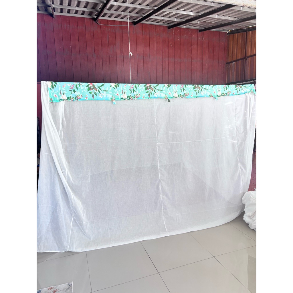มุ้งผ้าฝ้ายโบราณ (หลังคาดอกกุหลาบ)เบอร์ 4,6,8,9,10,12 แบบมีประตู 4,6,8,9,10,12