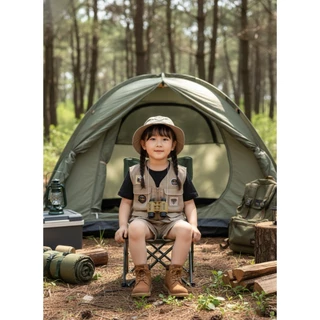 [Pre-oreder ส่งต้นเดือน 9] ชุดเดินป่า ชุดแค้มปิ้งเด็ก (Camping) แถมของเล่นกล้องส่องทางไกล เสื้อกั๊กเดินป่า ชุดซาฟารีเด็ก