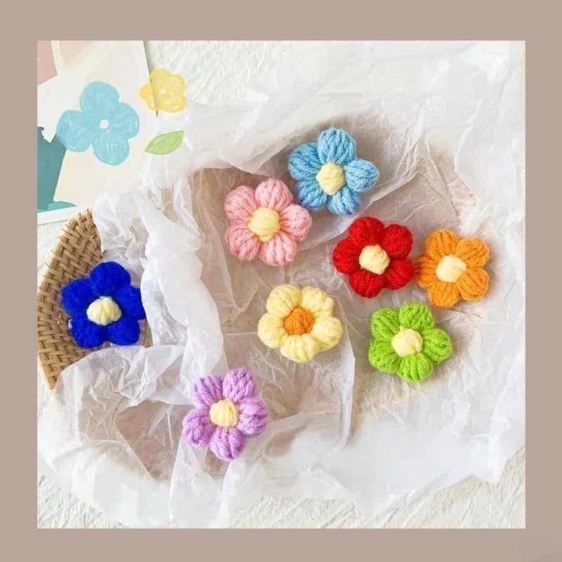 ดอกไม้โครเชต์ DIY 4 ซม. ดอกพีชแดง thumbnail 8