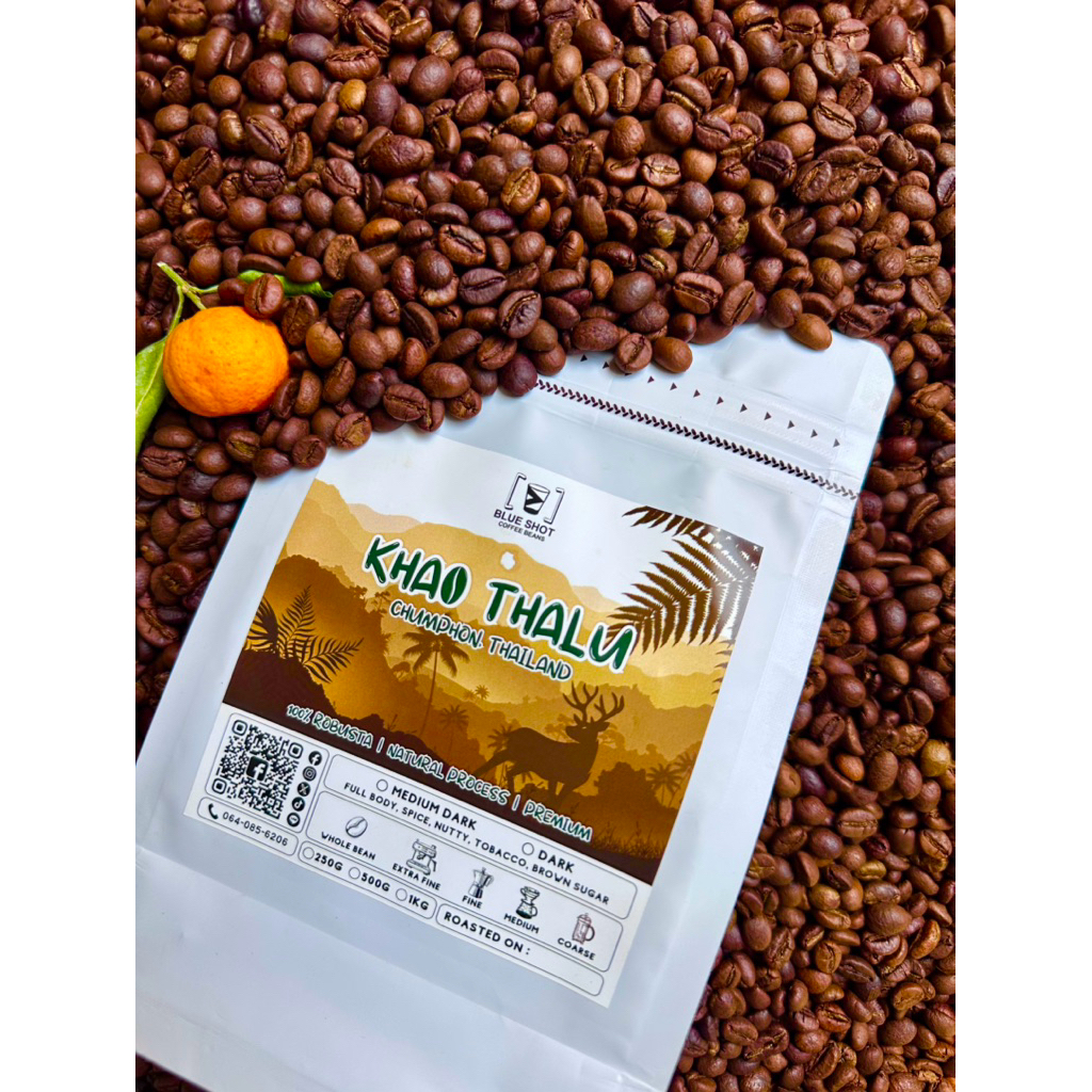 กาแฟคั่ว โรบัสต้า เขาทะลุ ชุมพร | 100% Robusta Roasted Coffee | Premium | ขนาด 1 กิโลกรัม