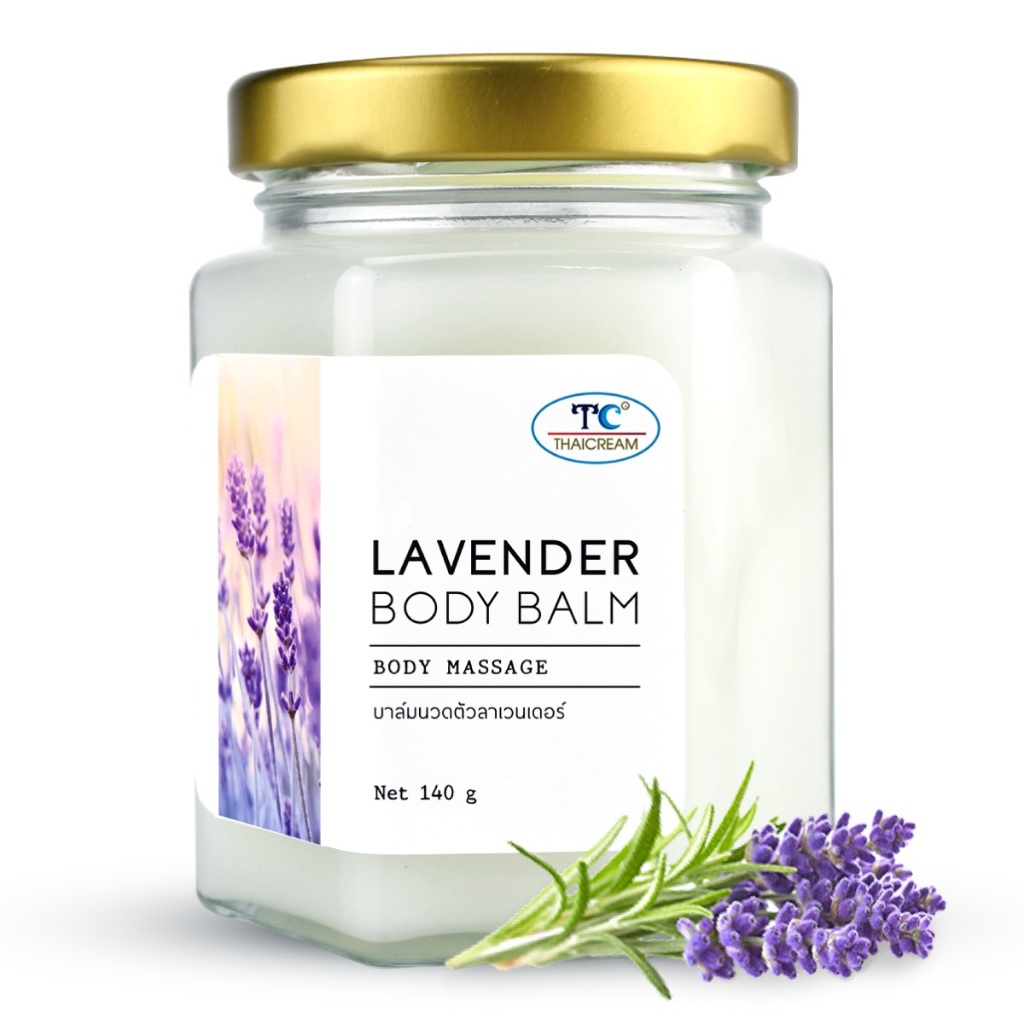 Thaicream ลาเวนเดอร์ บาล์มนวดตัว นวดอโรม่า นวดตัว นวดเท้า ไทยครีม Natural Lavender Body Balm สปา