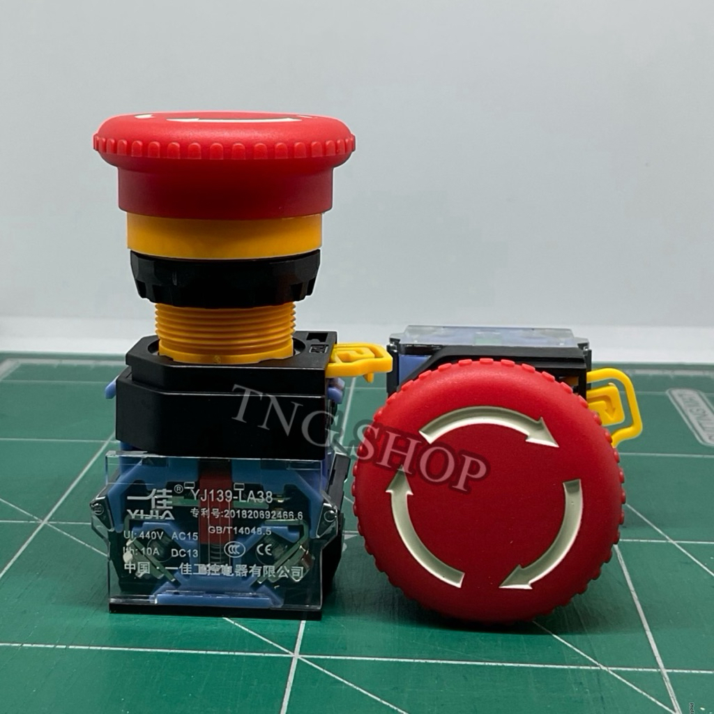 สวิตช์ ดอกเห็ด Emergency Switch สวิตช์ฉุกเฉิน   คอ22มิล  1NO 1NC