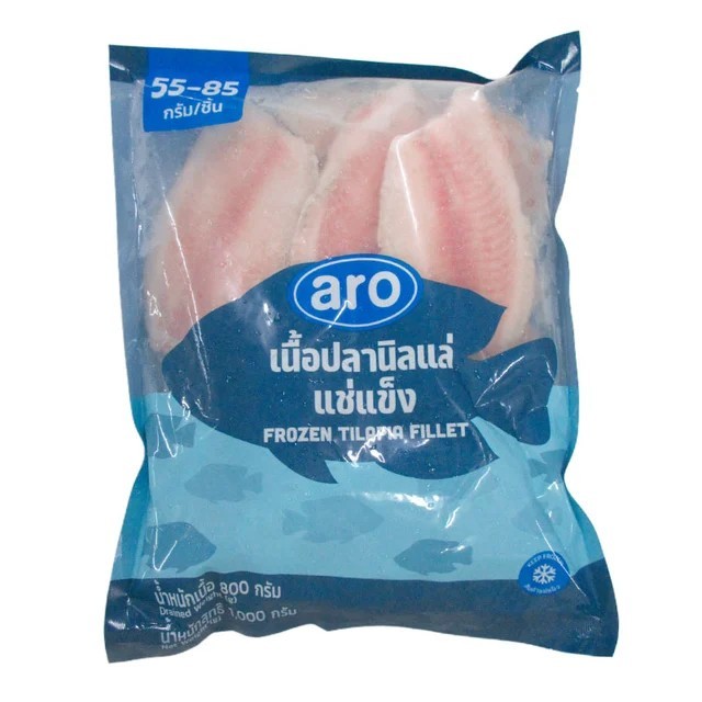 🚗delivery เอโร่ เนื้อปลานิล แล่แช่แข็ง (55-85ก./ชิ้น) 1 กก.