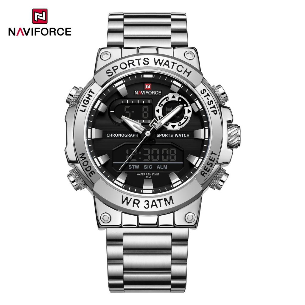 NAVIFORCE นาฬิกาข้อมือผู้ชาย รับประกัน 1 ปี ของแท้ 💯% สายสแตนเลส รุ่น 9237