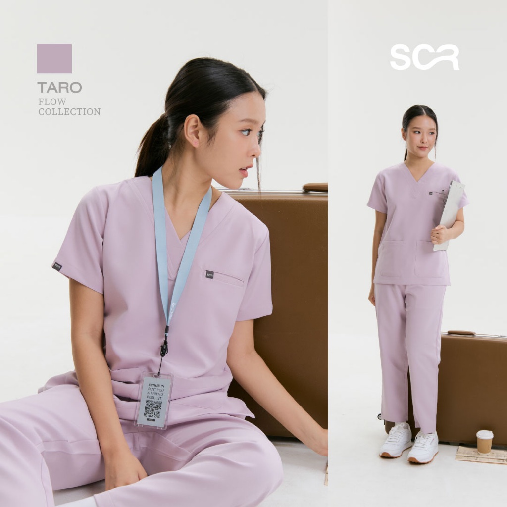 Scrub in | เสื้อ-กางเกงสครับ unisex สี Taro รุ่น Flow