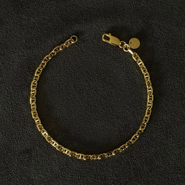 Marbella.bkk กำไลข้อมือ สร้อยข้อมือ เงินแท้ สีทอง แบบโซ่ รุ่น Gold Emily Bracelet (unisex)