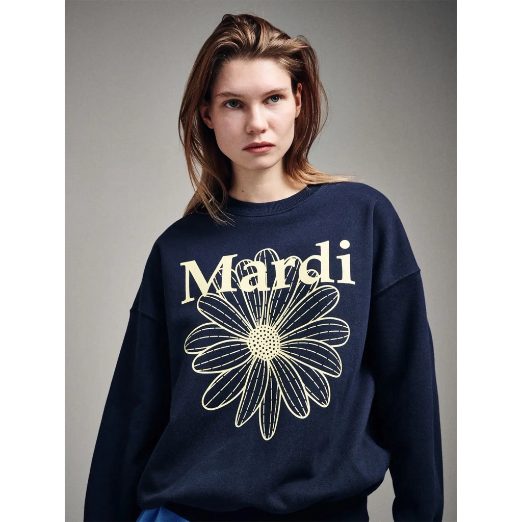 (พร้อมส่ง) MARDI MERCREDI SWEATSHIRT FLOWERMARDI NAVY LEMON