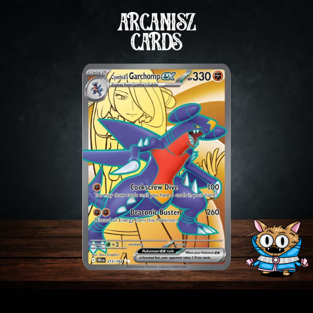 Cynthia's Garchomp ex Pokemon (Full Art) Destined Rivals 215/182 การ์ดโปเกม่อนภาษาอังกฤษ