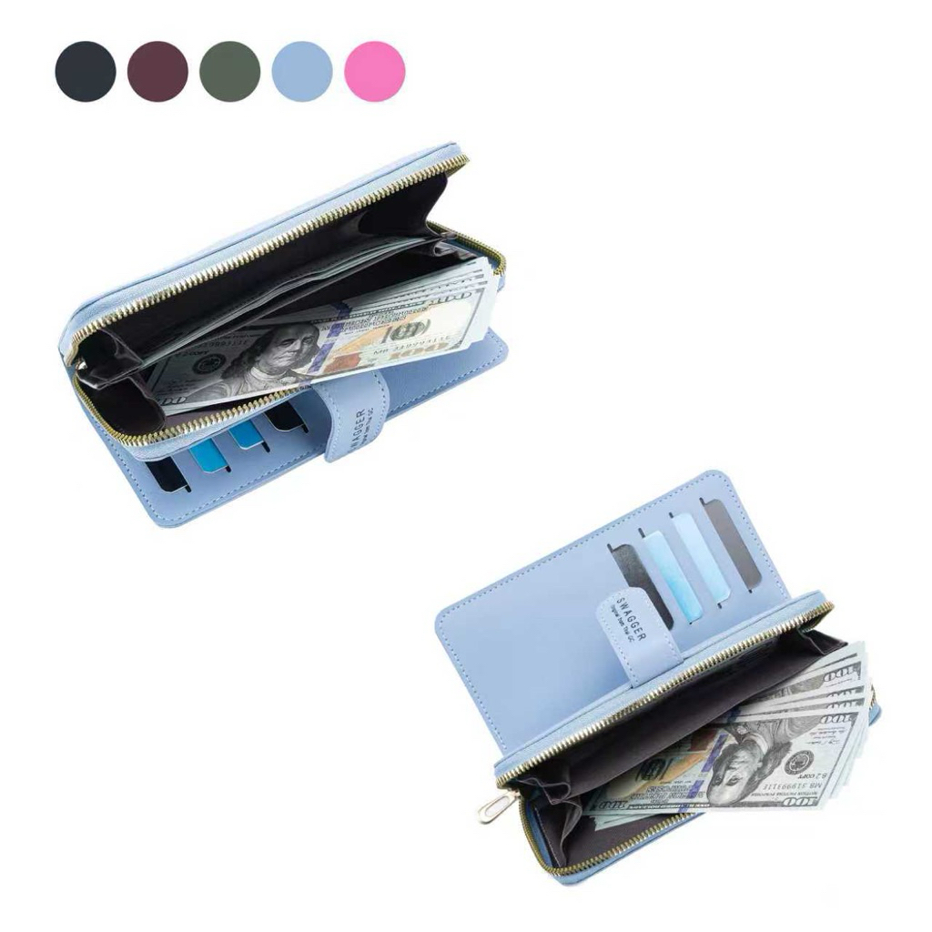 กระเป๋าสตางค์ใบยาว 2ผับ ใส่โทรศัพท์ได้ ใส่ธนบัตรได้ไม่ต้องผับ ใส่บัตรได้หลายใบ ลายปักหัวใจ มีสายคล้องมือ(GC-515) - รูปที่ 6