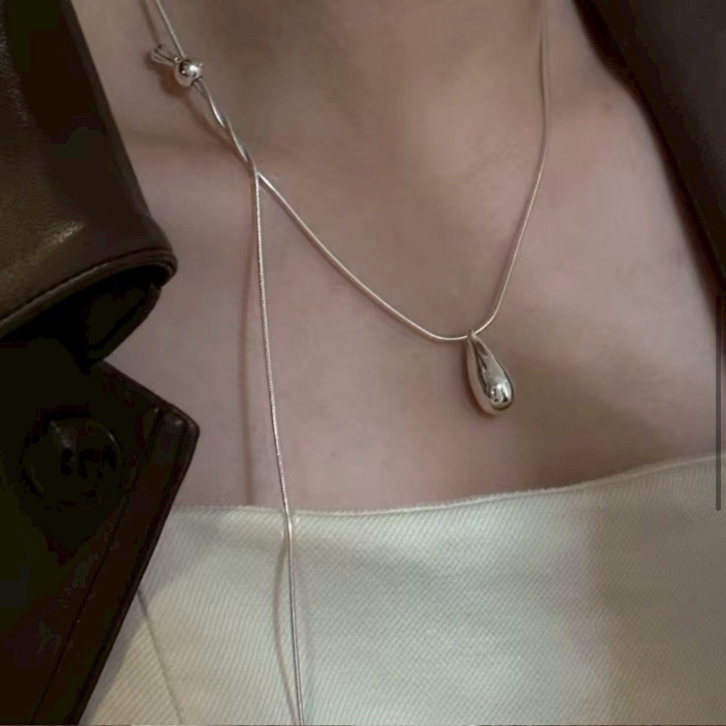 adjustable droplet s925 necklace ss25 สร้อยคอจี้หยดน้ำ ปรับความยาวได้ตลอดเส้น