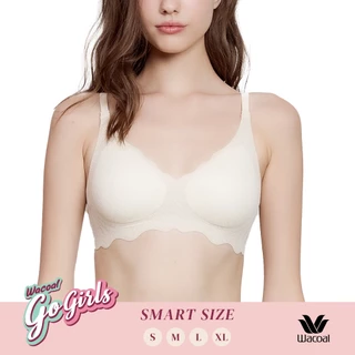 Wacoal ชุดชั้นเนียน บราไร้โครง Smart size บราลูกไม้ลายคลื่น รุ่น WB3Y42 สีครีม (CR)
