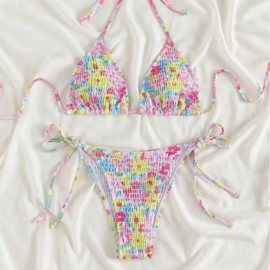 Swift BraTwo piece bikini บิกินี่พิมพ์ลายดอกไม้ รูปที่ 3