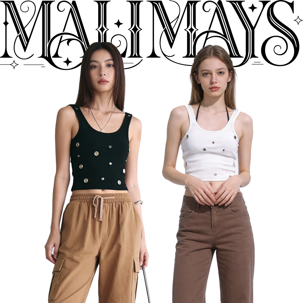 MALIMAYS Sparkle Tank Top เสื้อกล้ามแต่งอะไหล่เงิน เสื้อกล้ามทรงสวย เสื้อกล้าม ผ้าดี ทรงสวย