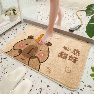 พรมนิ่ม Capybara 40*60CM ขนสัตว์นุ่ม ดูดซับน้ำ-แห้งไว สำหรับห้องน้ำ/ห้องนอน/ห้องนั่งเล่น