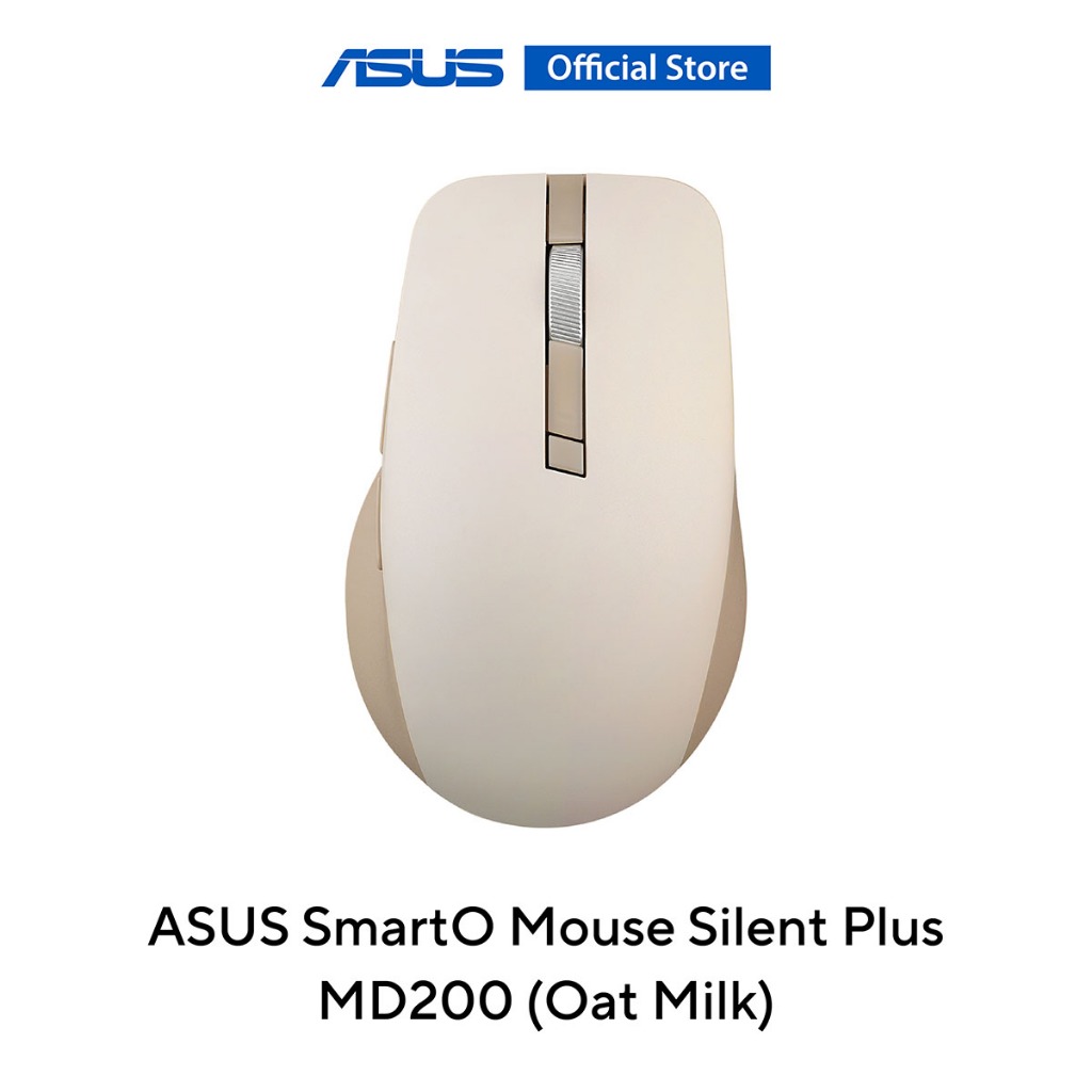 ASUS SmartO Mouse MD200 Silent Plus (Oat Milk) เมาส์ไร้สาย 4,200 dpi แม่นยำ เสียงคลิกเงียบ