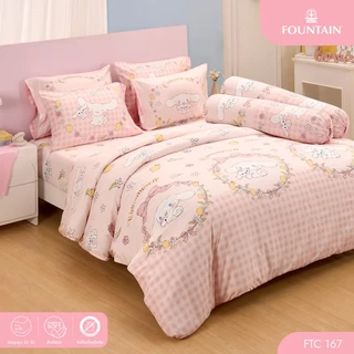 Fountain FTC167 การ์ตูน Cinnamoroll ลิขสิทธิ์แท้ Sanrio สัมผัสนุ่มลื่น ชุดเครื่องนอนฟาวน์เทน ผ้าปูที่นอน ผ้านวม