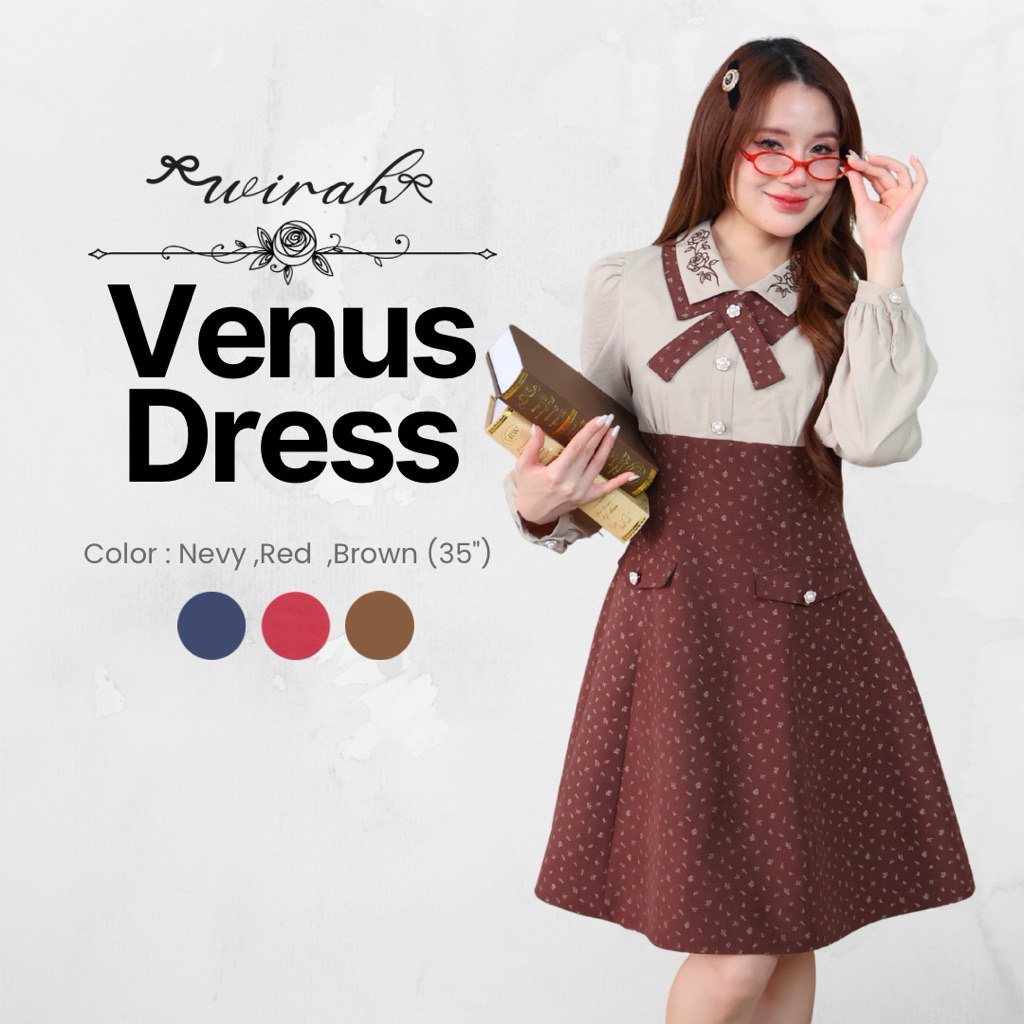 FW65 Venus Dress ชุดเดรสแขนยาวผ้าซูเอด เนื้อนิ่มใส่สบาย