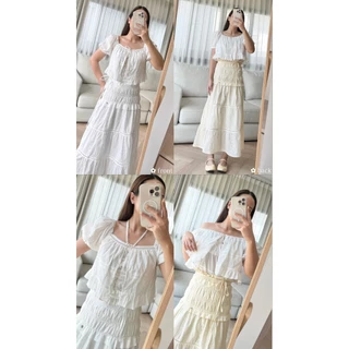 janunstudio • TEENIE two-way layer top 1 สี (เสื้อน้องทีนนี่) - เสื้อระบาย ใส่ได้ 2 ฝั่ง กระดุมดอกไม้ ผูกโบว์ได้