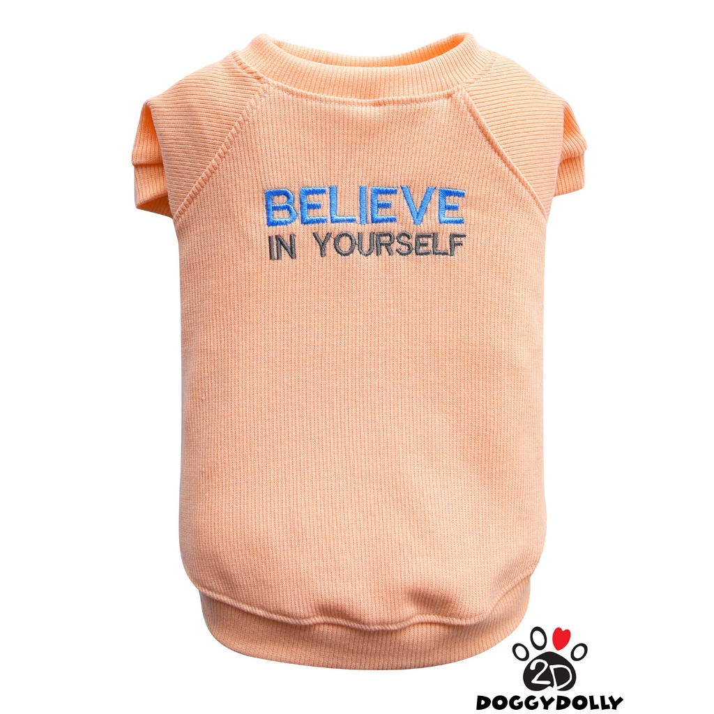 Petcloths -Doggydolly  เสื้อผ้าแฟชั่น สัตว์เลี้ยง ชุดหมาแมว เสื้อยืด คอกลม เนื้อผ้าร่อง นุ่ม T-Shirt  ขนาด1-9โล T877