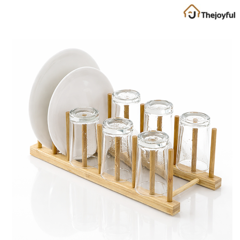 Thejoyful ชั้นวางจานไม้ไผ่ ชั้นวางจาน Dish rack ทำจากไม้ไผ่คุณภาพ เคลือบผิวเรียบ เหมาะสำหรับจัดระเบียบจาน และอุปกรณ์ครัว