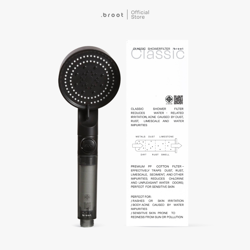 Classic Shower Filter ฝักบัวกรองน้ำ + รับฟรี Cotton Micro Filter ไส้กรองฝักบัว 5 ชิ้น - 6