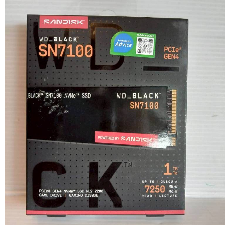 1 TB SSD M.2 PCIe 4.0 WD BLACK SN7100 (WDS100T4X0E) NVMe M.2 2280 มือ1 มีส่งด่วน