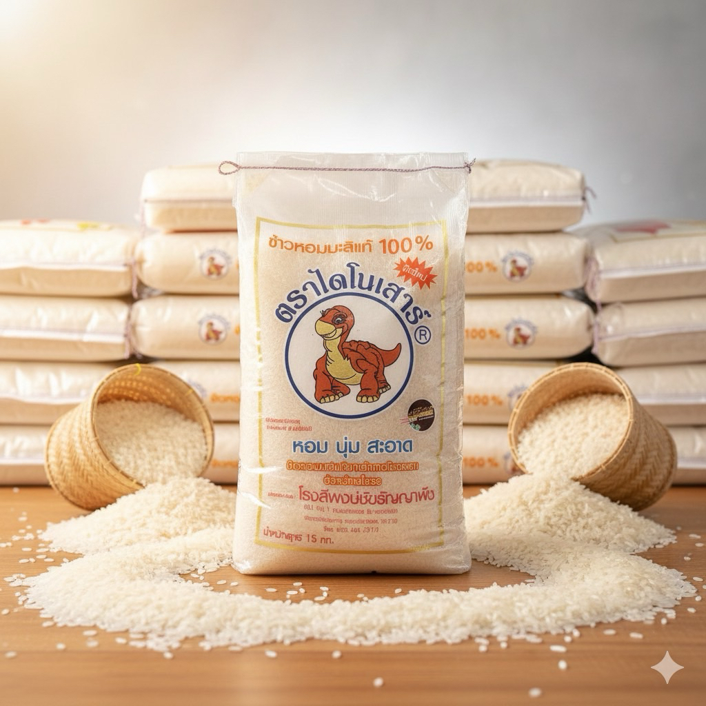 ข้าวหอมมะลิไดโนเสาร์ข้าวใหม่15กก.