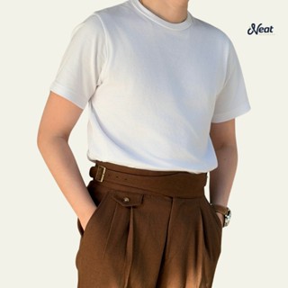 [White]เสื้อยืดคอชิด Classic T Shirt Signature by Neat mensw…
