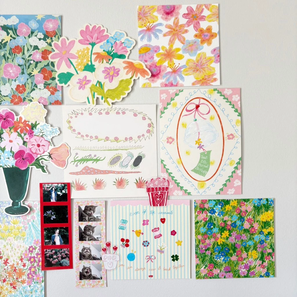 amuse stuff-postcard flower pattern โปสการ์ดลายดอกไม้อะมิวส์