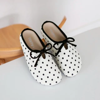 [TOMi-"Bow.dot.] "แนะนำ+1 ไซส์" รองเท้าแตะ Bow ทรงสวมปิดหน้าเท้า- เปิดส้น พื้นนุ่ม *New Arrival[สินค้าพร้อมส่งจากไทย]]