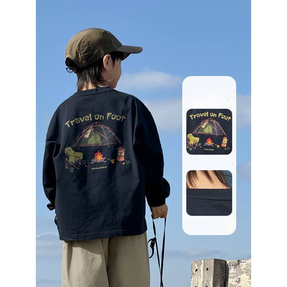 [ส่งไวจากไทย] *แค่เสื้อ* เสื้อยืดแขนยาวเด็ก เสื้อคอกลมแขนยาว สกรีนลายเท่ๆ ทรงโอเวอร์ไซส์ สไตล์เกาหลี เหมาะสำหรับ 5-14 ปี - รูปที่ 2