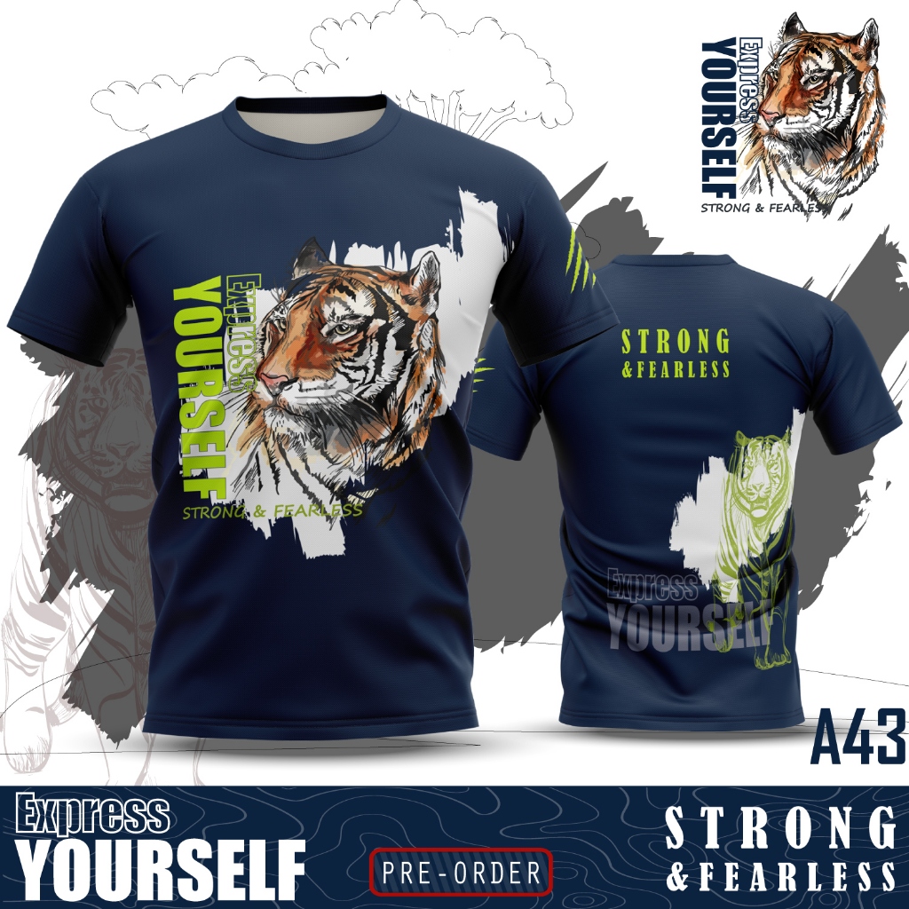 [เพจวิ่งบุญ]รุ่นเสือใต้Strong&Fearless เสื้อกีฬาคอกลมพิมพ์ลายแขนสั้น (XS-8XL) ⚡️อัพเกรดผ้าDrytech