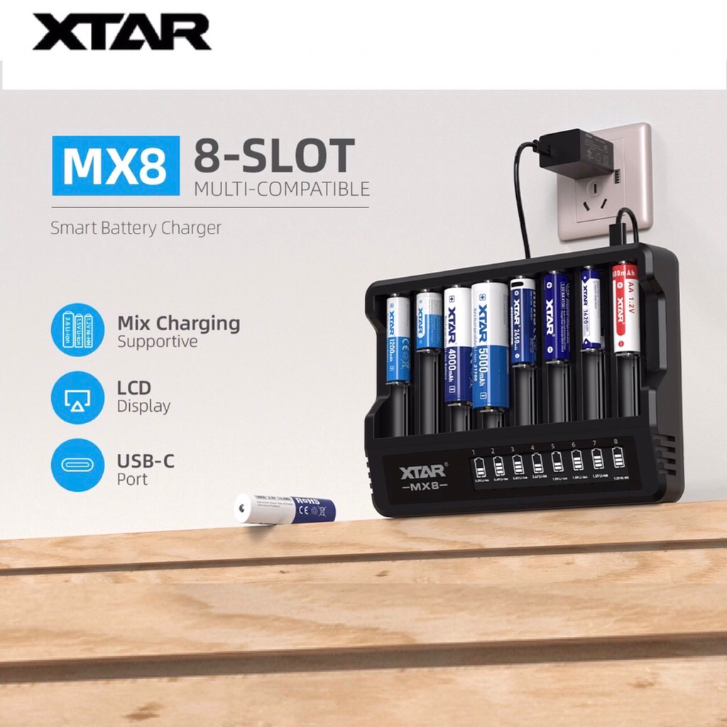 เครื่องชาร์ทพกพา XTAR MX8 Smart Charger 8-Slot Multi-Compatible Intelligent