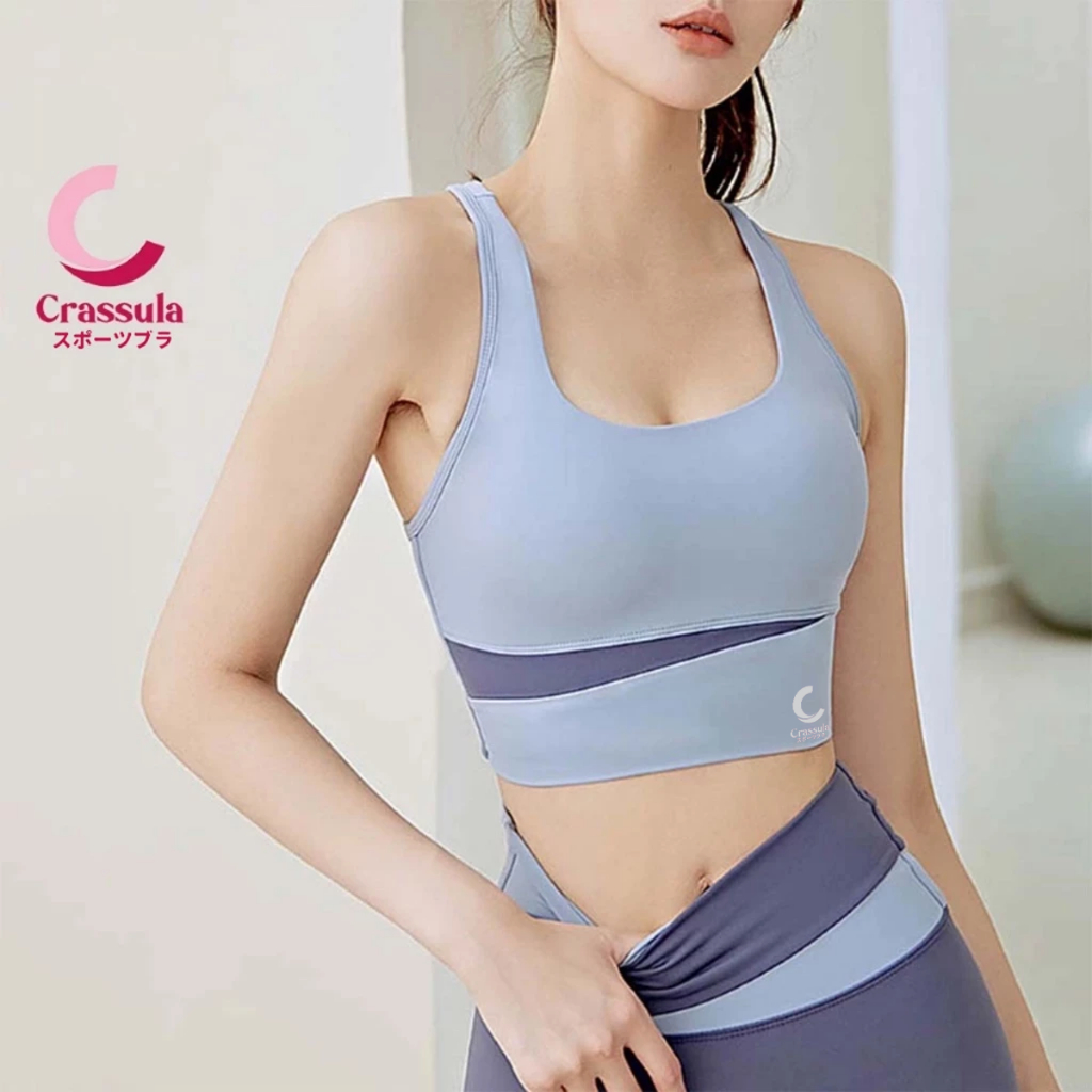 [Crassula]  แท้ สปอร์ตบรา เสื้อบราโยคะ ดีไซน์ลายพาด มีฟองน้ำถอดออกได้ ผ้ายืดหยุ่น สวมใส่สบาย