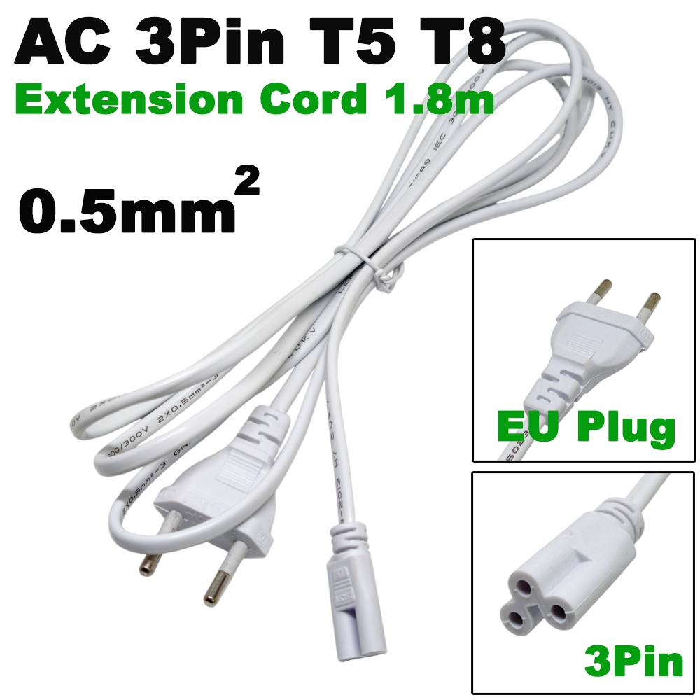 1.8m T5 T8 3Pin LED Tube Connector Cable Wire T5 T8 Extension Cord For Integrated LED Fluorescent Li