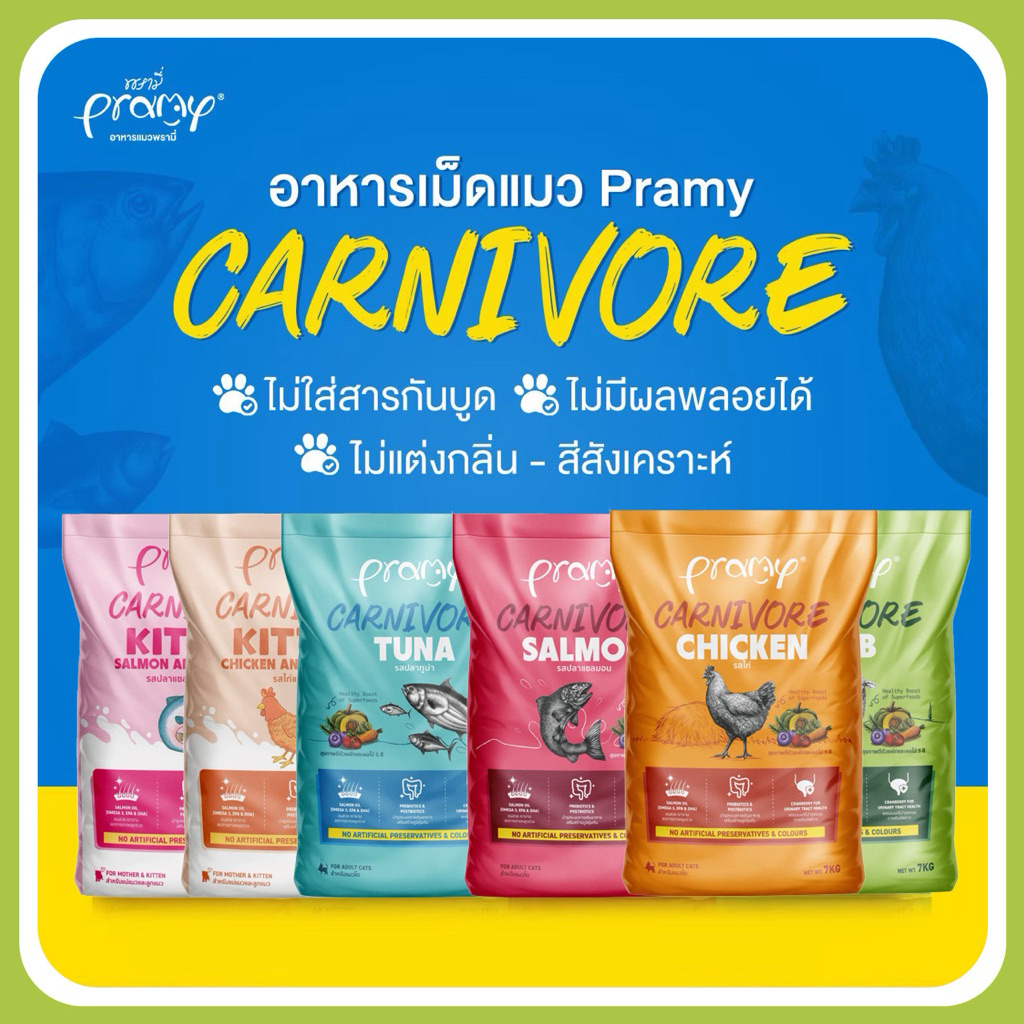 [กระสอบ] Pramy Carnivore พรามี่ คานิวอร์ อาหารแมว ขนาด 7 kg