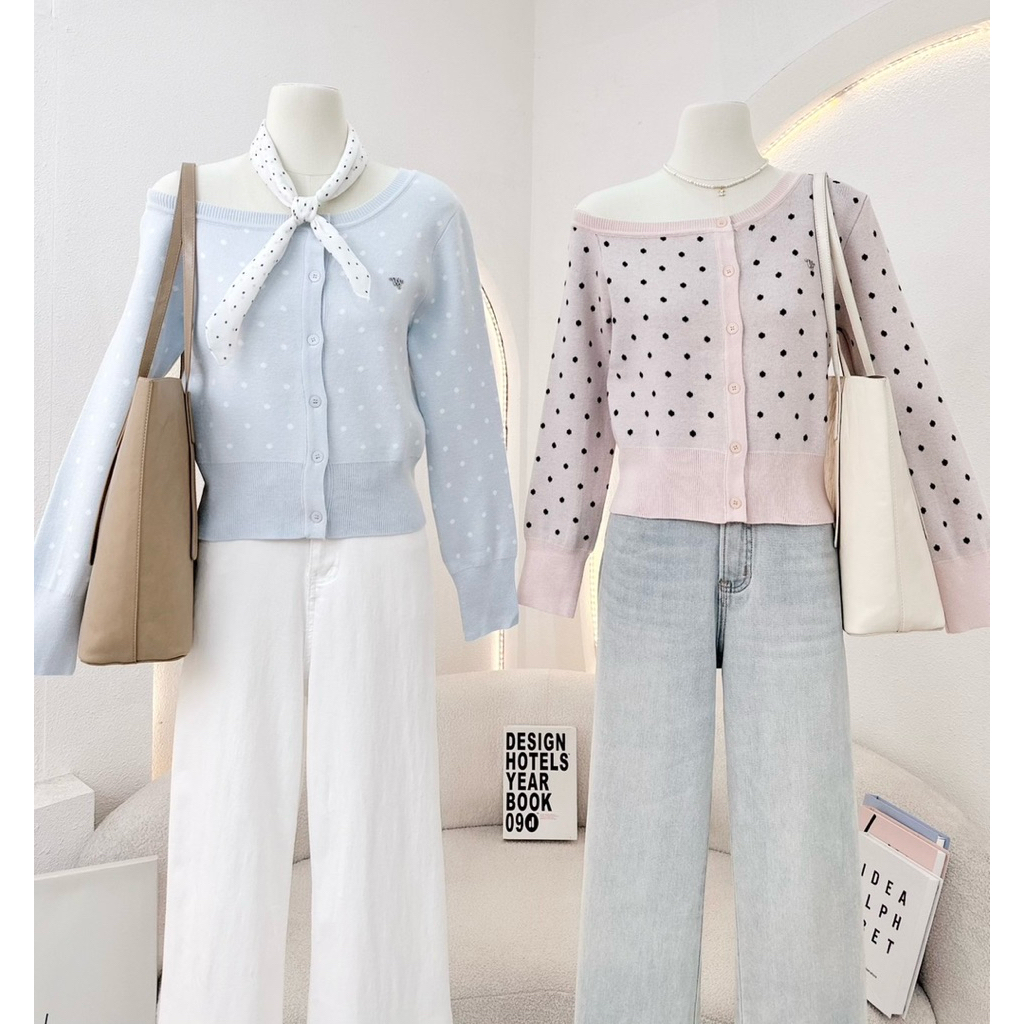 WA YA เสื้อแขนยาว ปาดไหล่เฉียง