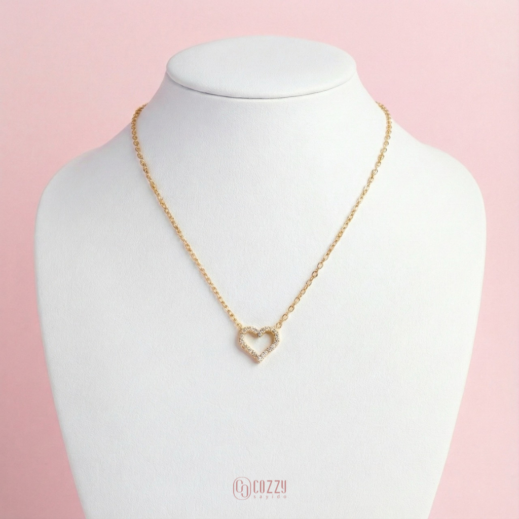 CozzySayido สร้อยคอพร้อมจี้หัวใจเพชรรอบ มินิมอล น่ารักมากๆ มีหลายสีให้เลือก โดนไม่หอมได้ ไม่ลอกไม่ดำ
