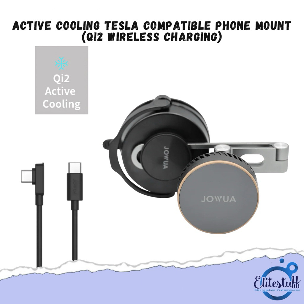 Jowua Active Cooling Tesla Compatible Phone Mount  - แท่นชาร์จไร้สาย Qi2 พร้อมระบบระบายความร้อนแบบ Active Cooling