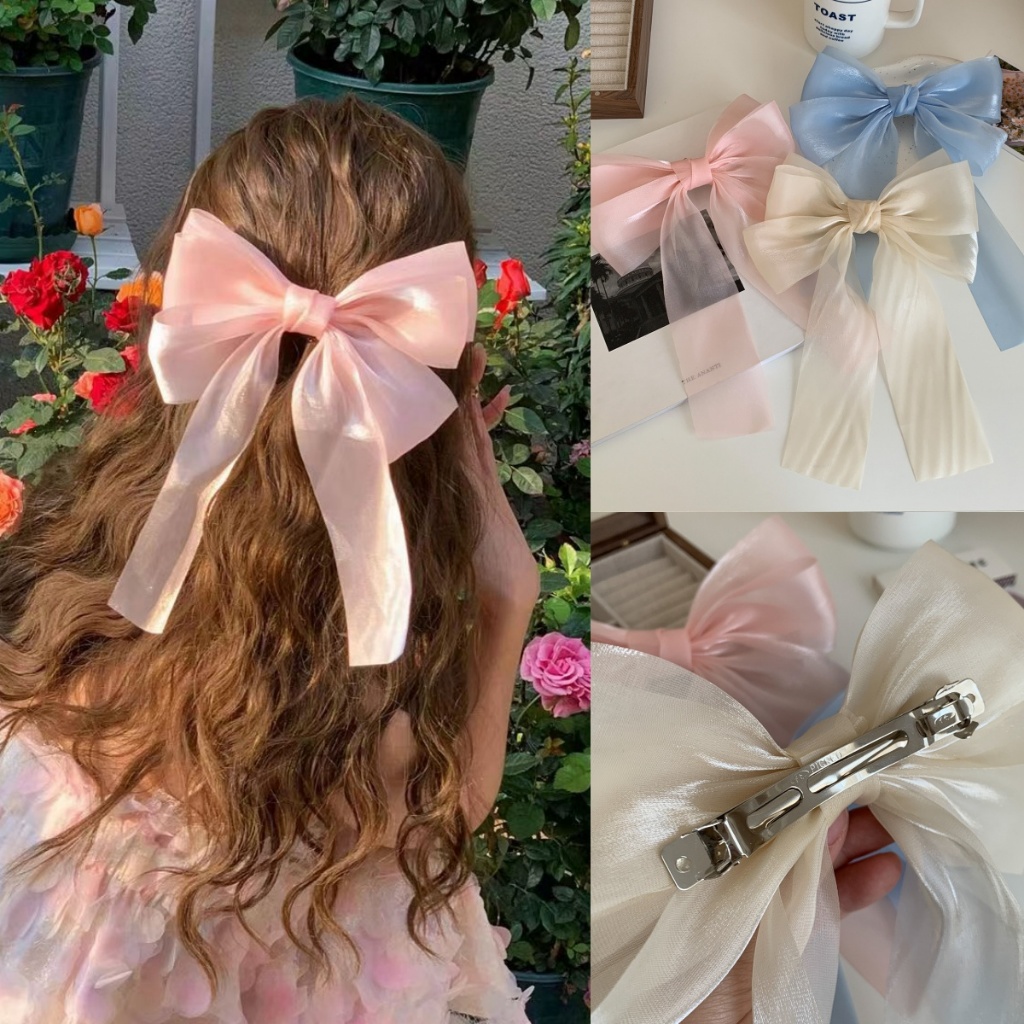 🎀🎀ยางรัดผมโบว์ติดผม ยางรัดผมผ้าไหมผ้าซาติน ยางรัดผมถูก สไตล์เกาหลี y2k แฟชั่นสําหรับผู้หญิง