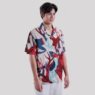 John Henry เสื้อเชิ้ตผู้ชายแขนสั้น ทรงใส่สบาย รุ่น JH F625MSSRL01 - สีเบจ