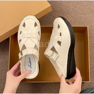 CITADEL รองเท้าแตะ สวมยางEVA พื้นหนา 3.5cm รองท้าปิดปลายเท้า แฟชั่น สไตล์เกาหลี ผู้หญิง 158